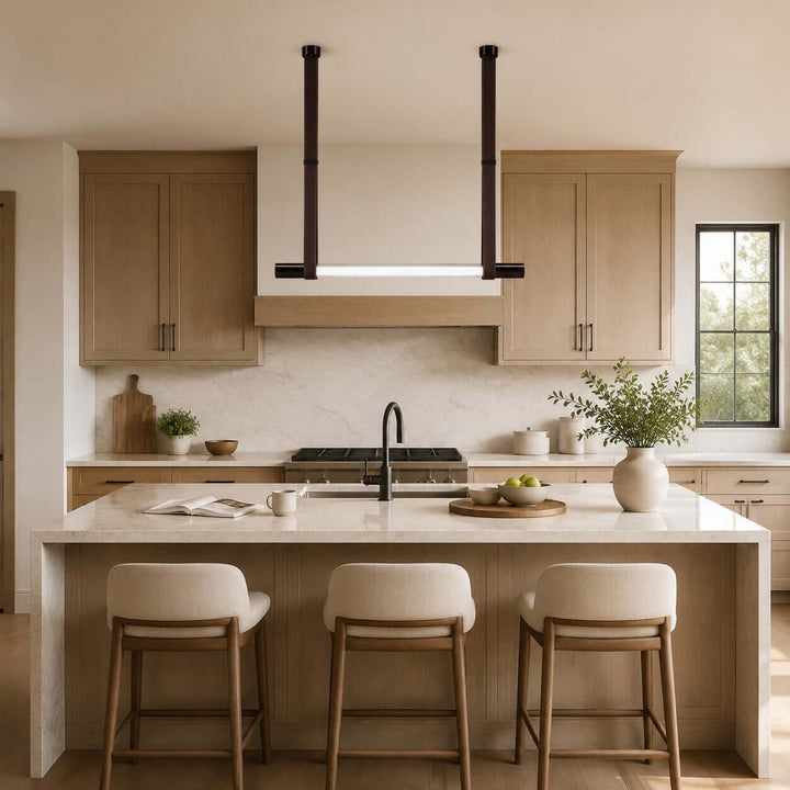 Kenton Linear Chandelier | Minimalist Glass Dining Room Fixture | Vinlighting
