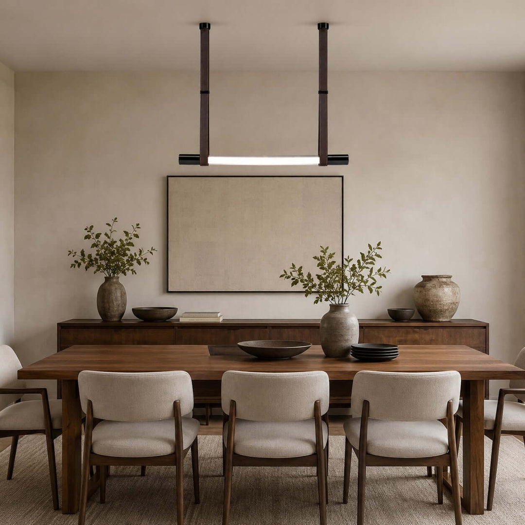 Kenton Linear Chandelier | Minimalist Glass Dining Room Fixture | Vinlighting