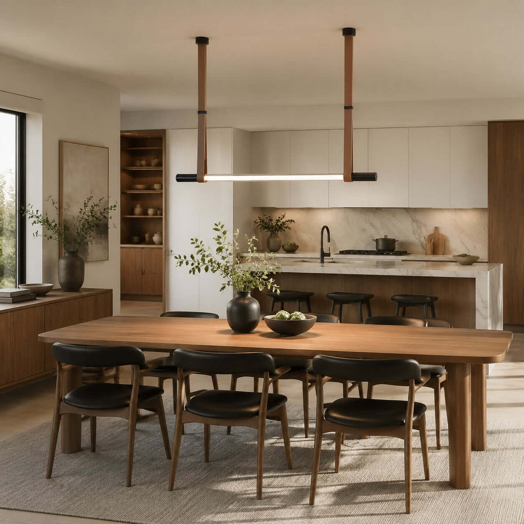 Kenton Linear Chandelier | Minimalist Glass Dining Room Fixture | Vinlighting