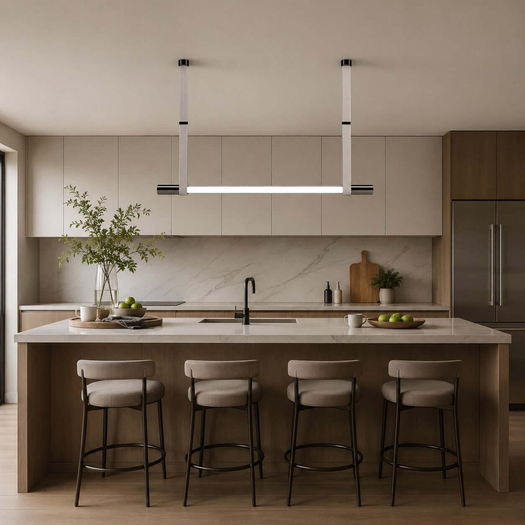 Kenton Linear Chandelier | Minimalist Glass Dining Room Fixture | Vinlighting