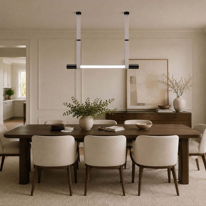 Kenton Linear Chandelier | Minimalist Glass Dining Room Fixture | Vinlighting