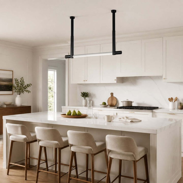 Kenton Linear Chandelier | Minimalist Glass Dining Room Fixture | Vinlighting