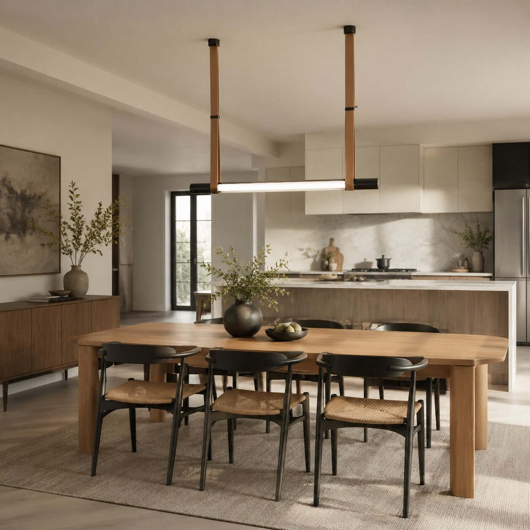 Kenton Linear Chandelier | Minimalist Glass Dining Room Fixture | Vinlighting