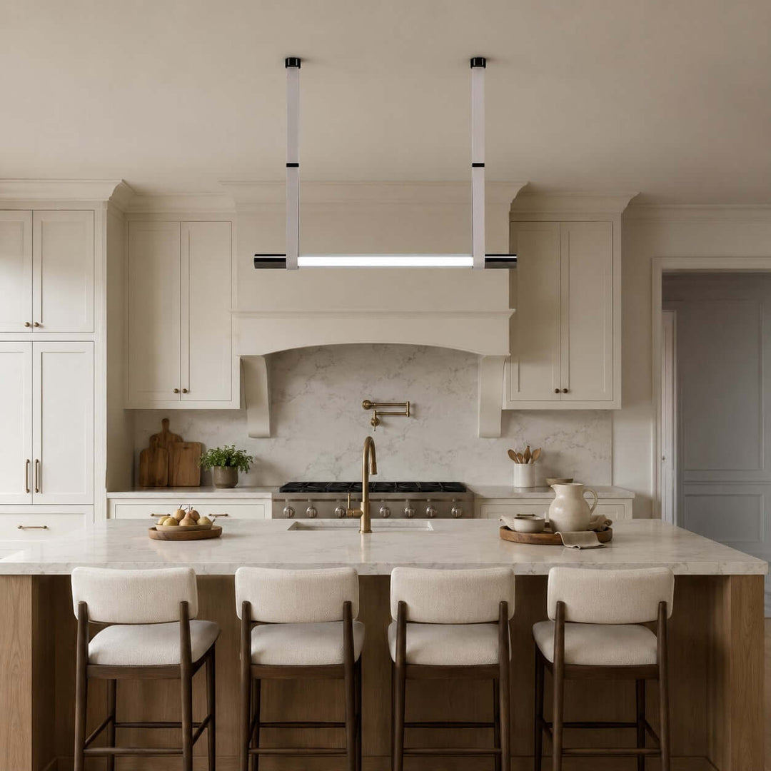 Kenton Linear Chandelier | Minimalist Glass Dining Room Fixture | Vinlighting