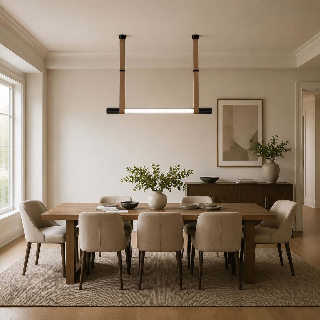 Kenton Linear Chandelier | Minimalist Glass Dining Room Fixture | Vinlighting