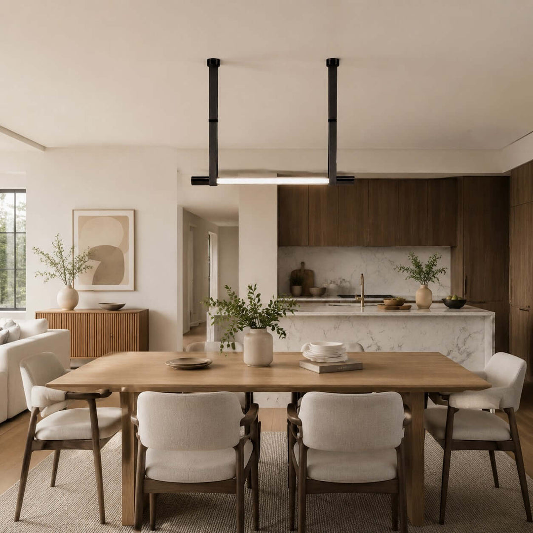 Kenton Linear Chandelier | Minimalist Glass Dining Room Fixture | Vinlighting