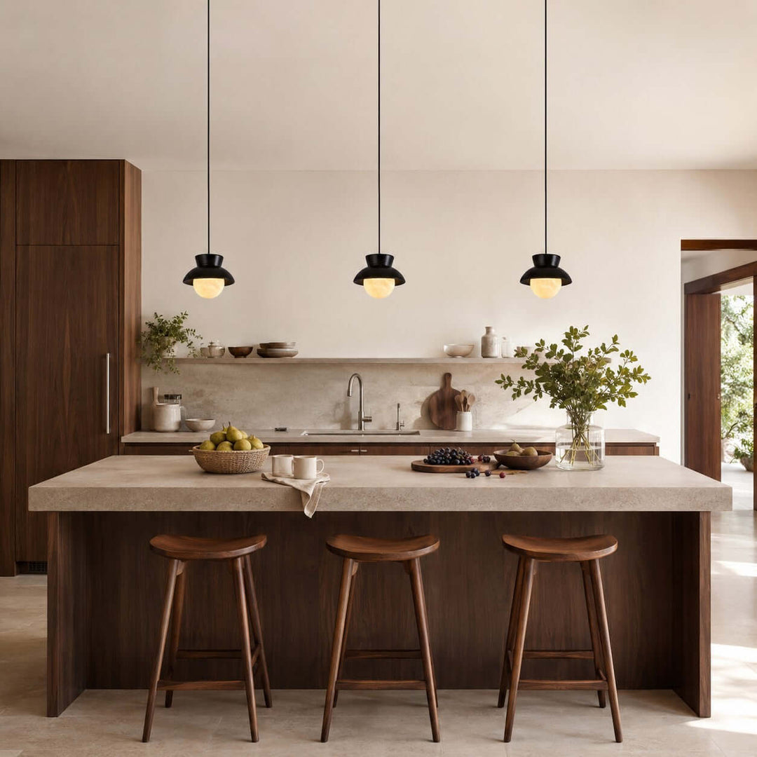 Kessan Pendant Light, Modern Ceramic Pendant with Alabaster Shade