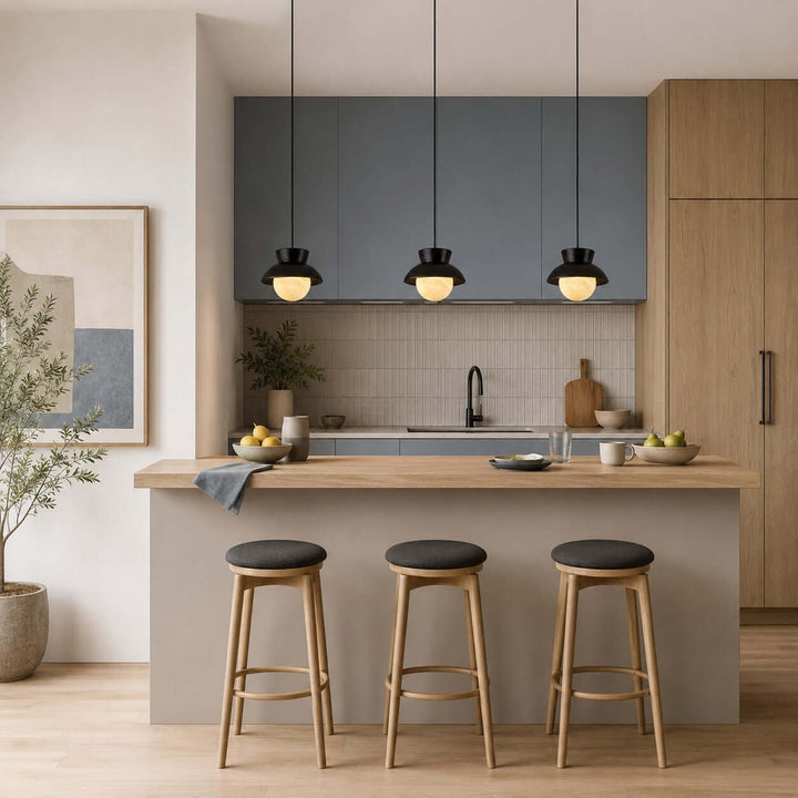 Kessan Pendant Light, Modern Ceramic Pendant with Alabaster Shade
