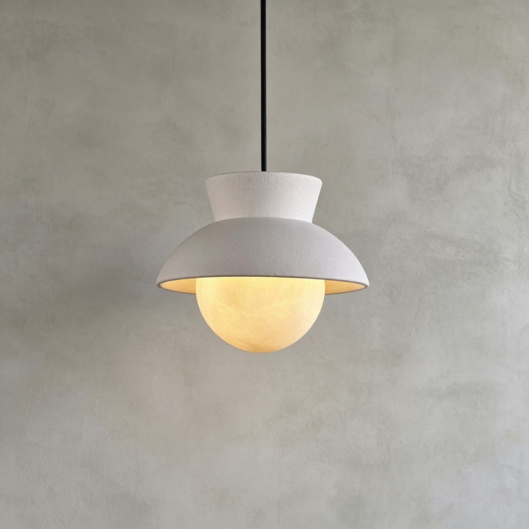 Kessan Pendant Light, Modern Ceramic Pendant with Alabaster Shade