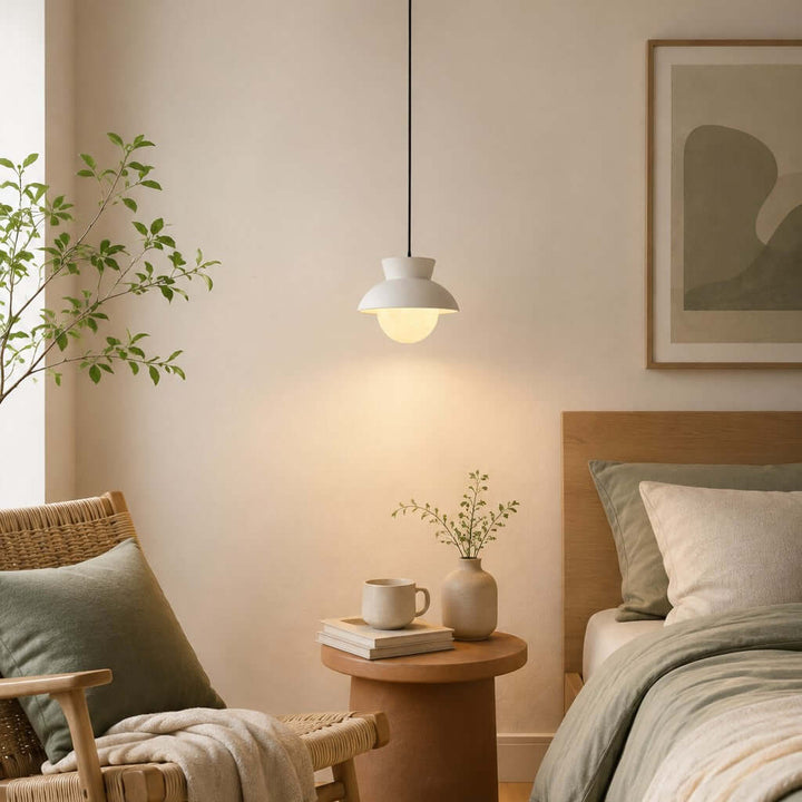 Kessan Pendant Light, Modern Ceramic Pendant with Alabaster Shade