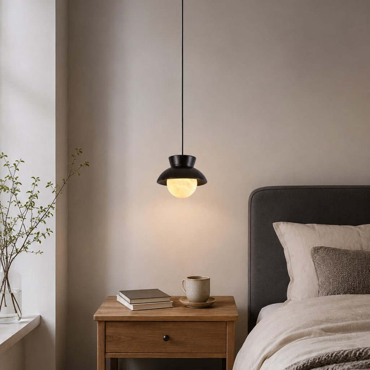 Kessan Pendant Light, Modern Ceramic Pendant with Alabaster Shade