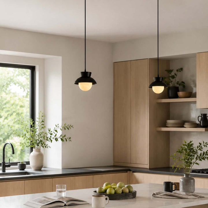 Kessan Pendant Light, Modern Ceramic Pendant with Alabaster Shade