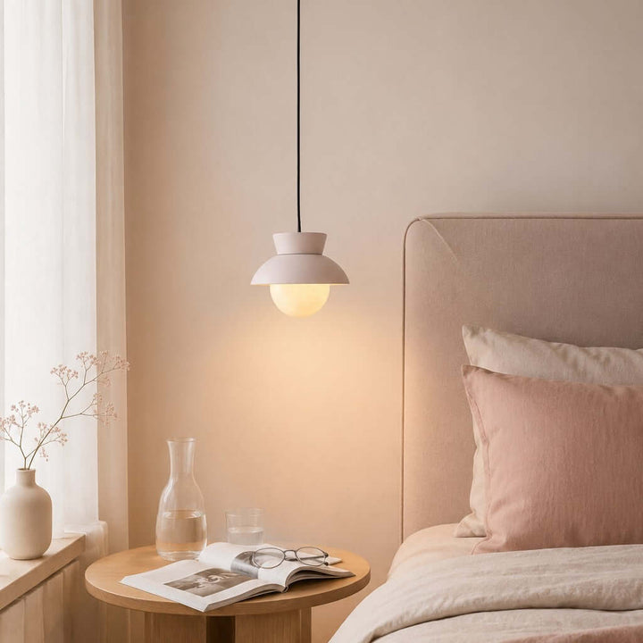 Kessan Pendant Light, Modern Ceramic Pendant with Alabaster Shade