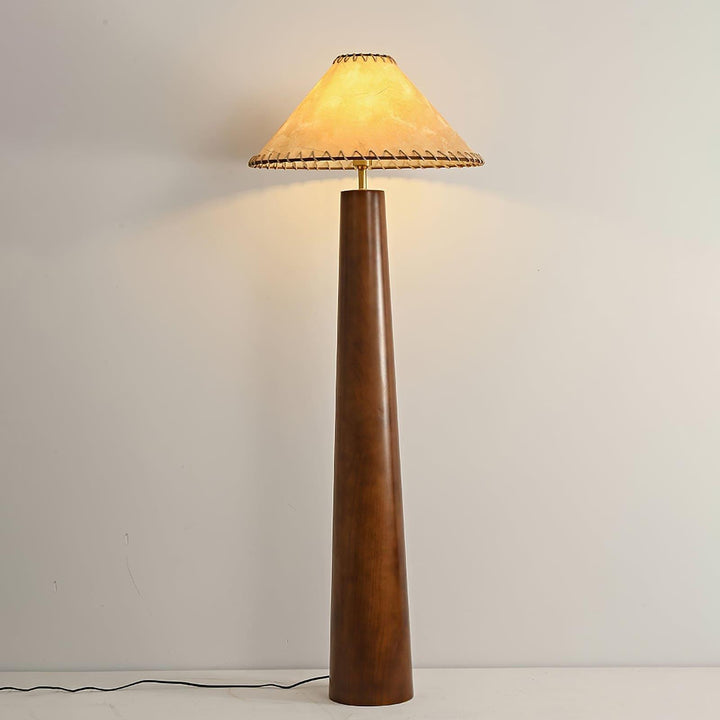 Kibo Wood Floor Lamp - Vintage Jute Shade & Elegant Modern Design | Vinlighting | Vinlighting