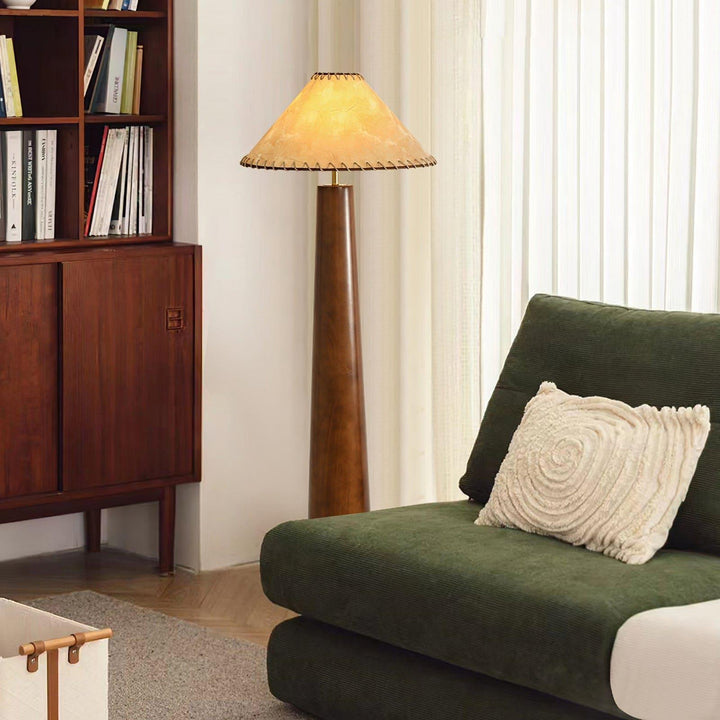 Kibo Wood Floor Lamp - Vintage Jute Shade & Elegant Modern Design | Vinlighting | Vinlighting