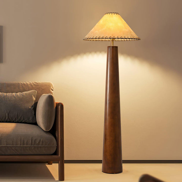 Kibo Wood Floor Lamp - Vintage Jute Shade & Elegant Modern Design | Vinlighting | Vinlighting