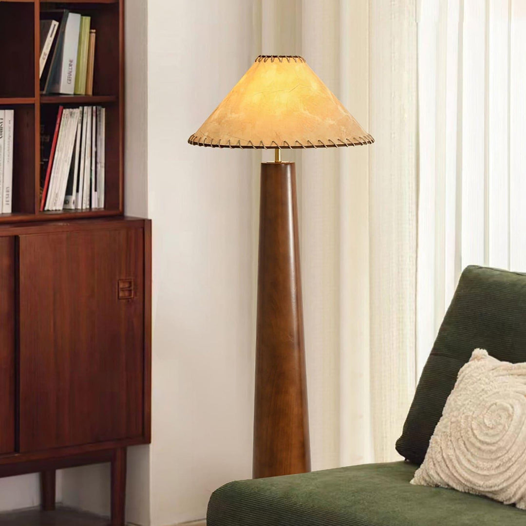 Kibo Wood Floor Lamp - Vintage Jute Shade & Elegant Modern Design | Vinlighting | Vinlighting