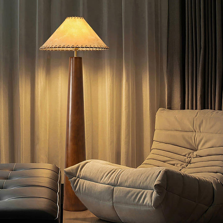 Kibo Wood Floor Lamp - Vintage Jute Shade & Elegant Modern Design | Vinlighting | Vinlighting