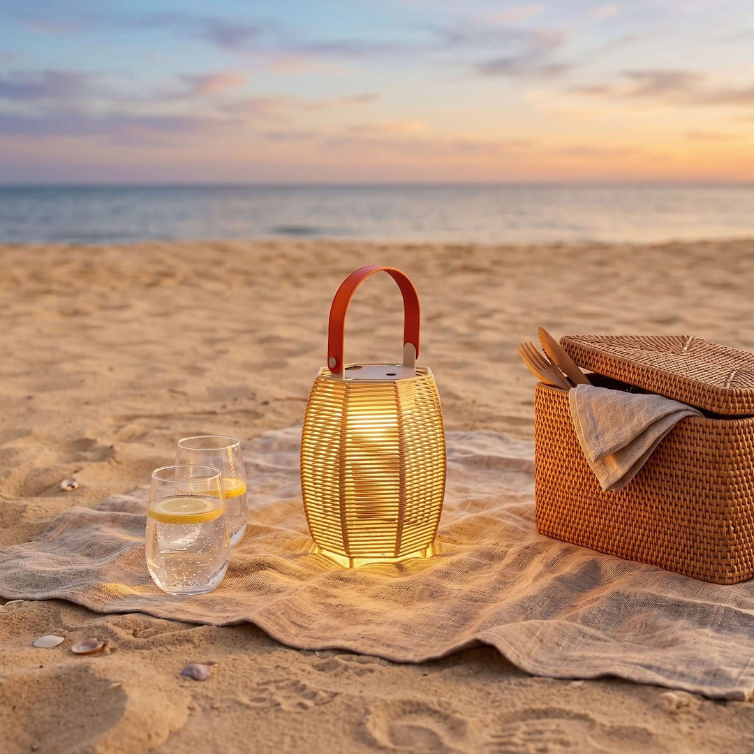 Kivora LED Outdoor Light - Portable Rattan Solar Outdoor Lamp