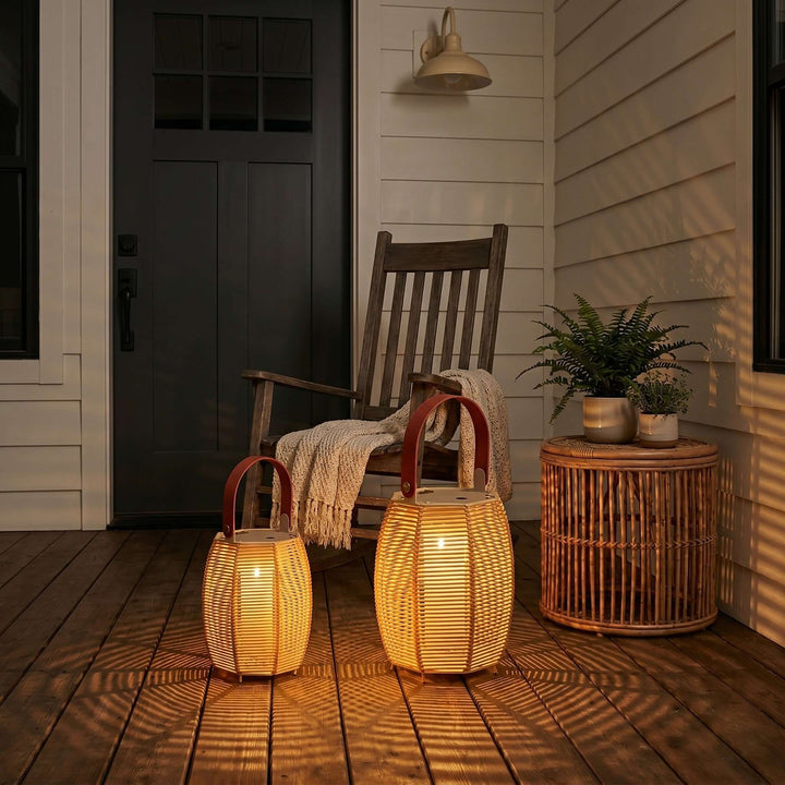 Kivora LED Outdoor Light - Portable Rattan Solar Outdoor Lamp