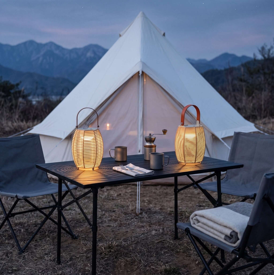 Kivora LED Outdoor Light - Portable Rattan Solar Outdoor Lamp