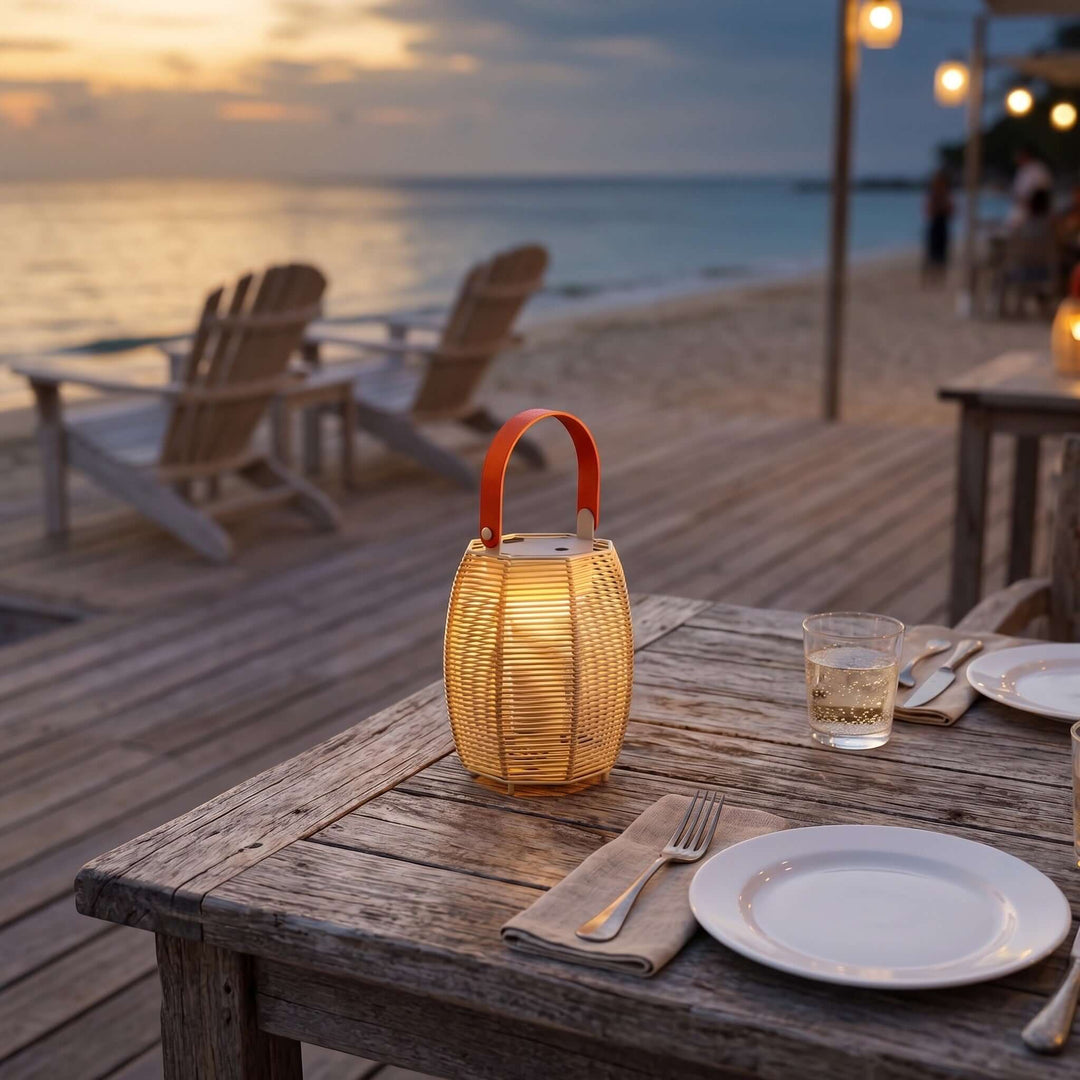 Kivora LED Outdoor Light - Portable Rattan Solar Outdoor Lamp
