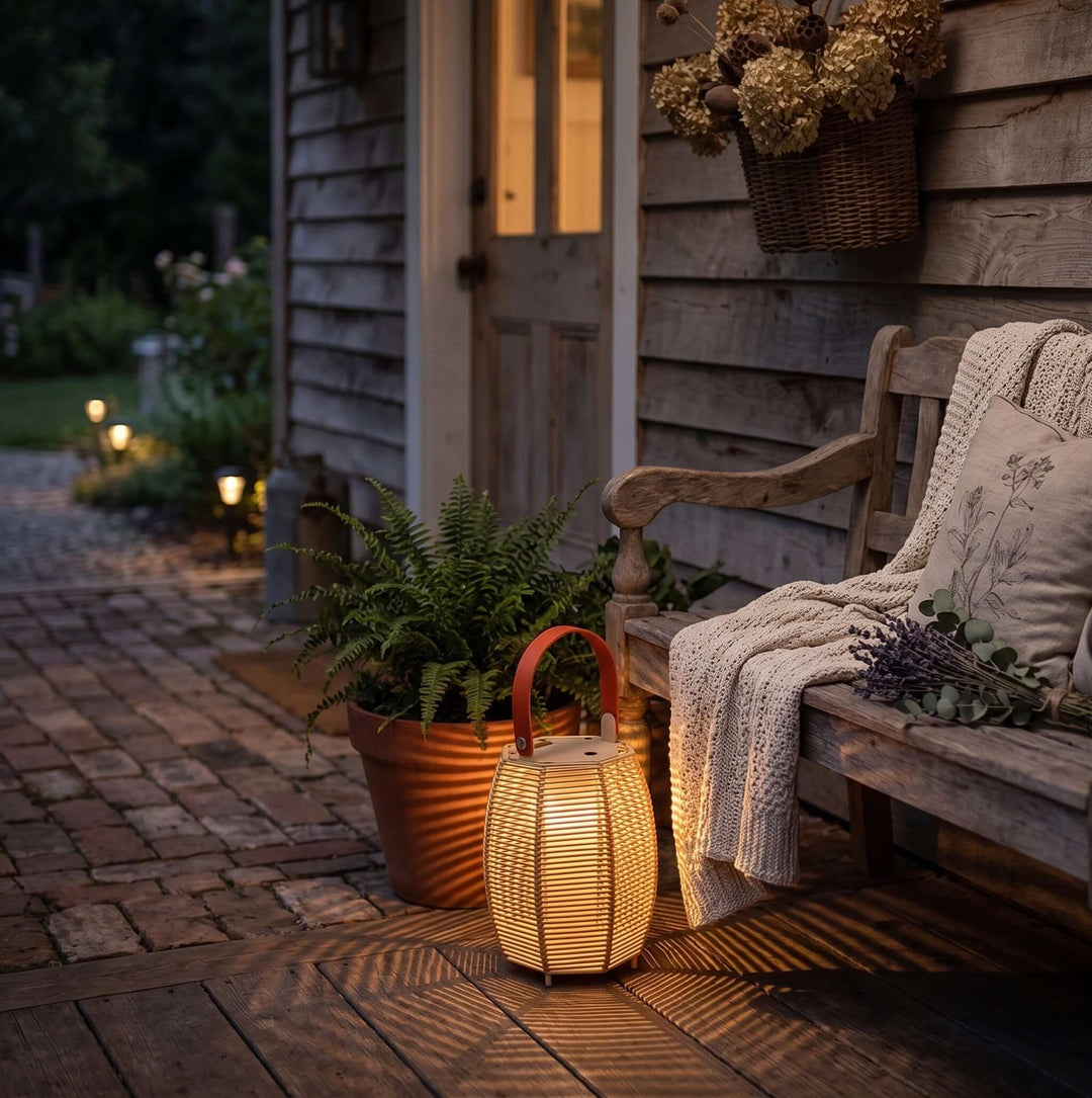 Kivora LED Outdoor Light - Portable Rattan Solar Outdoor Lamp