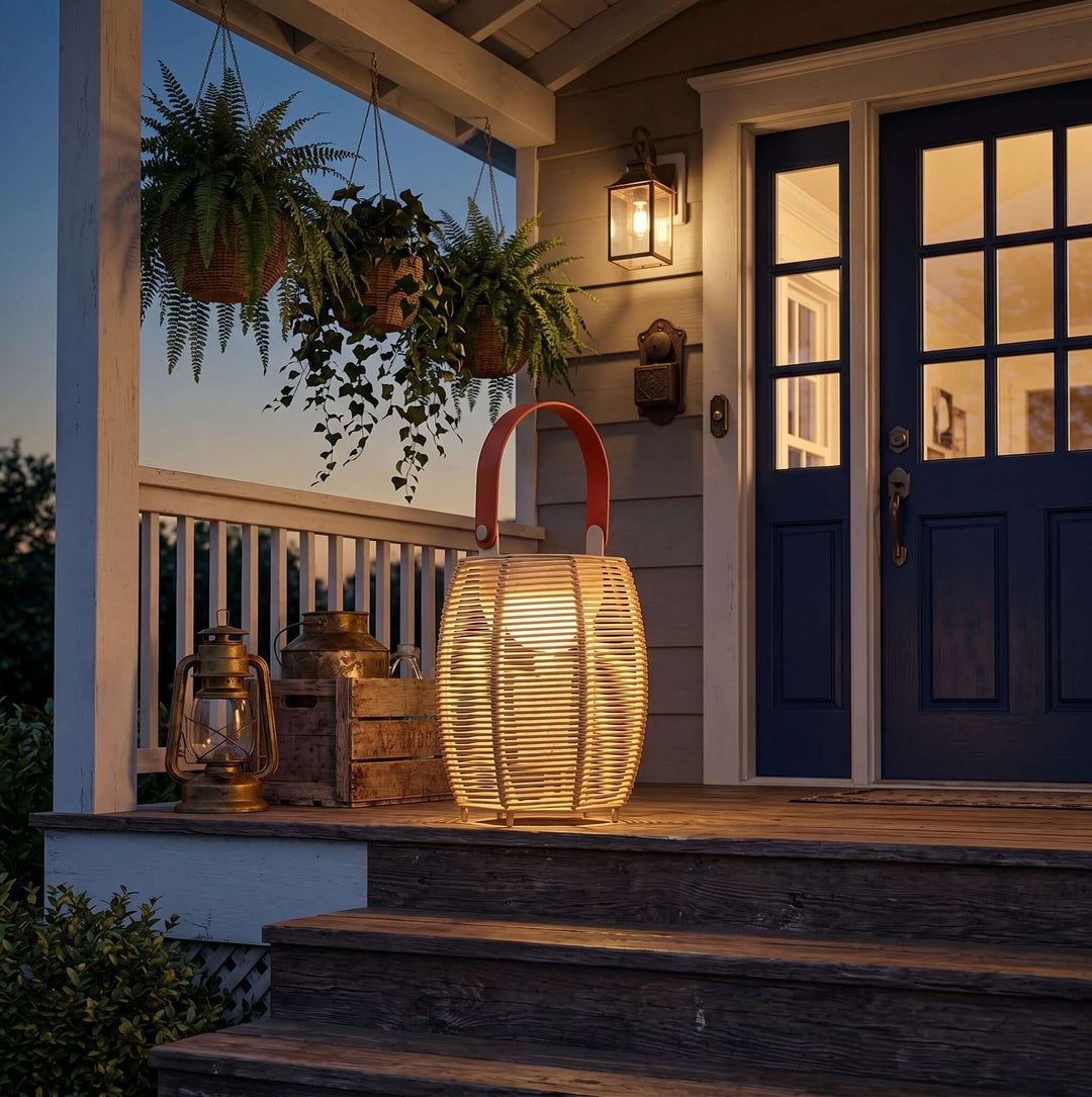 Kivora LED Outdoor Light - Portable Rattan Solar Outdoor Lamp