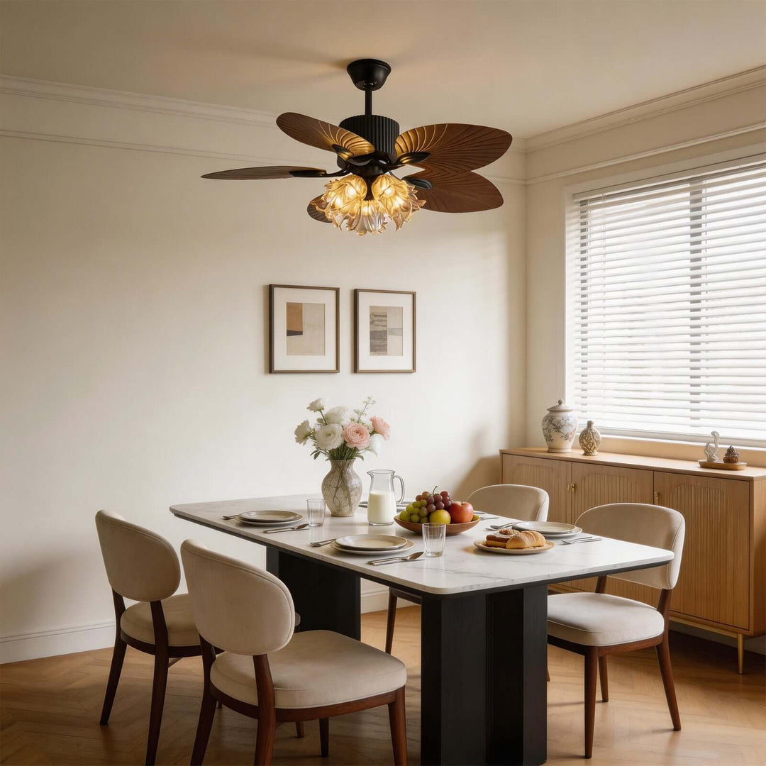 Klura Ceiling Fan Light A | French Vintage Glass Lamp