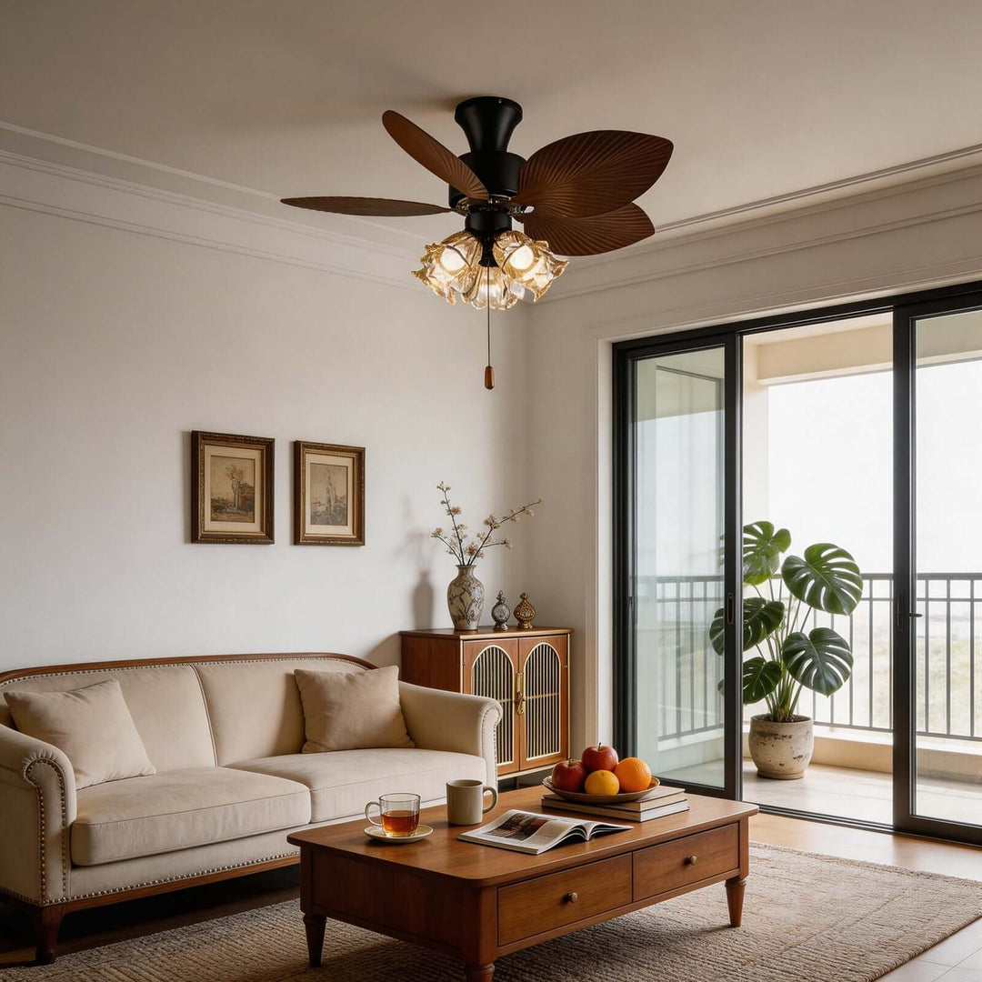 Klura Ceiling Fan Light B | French Vintage Glass Lamp