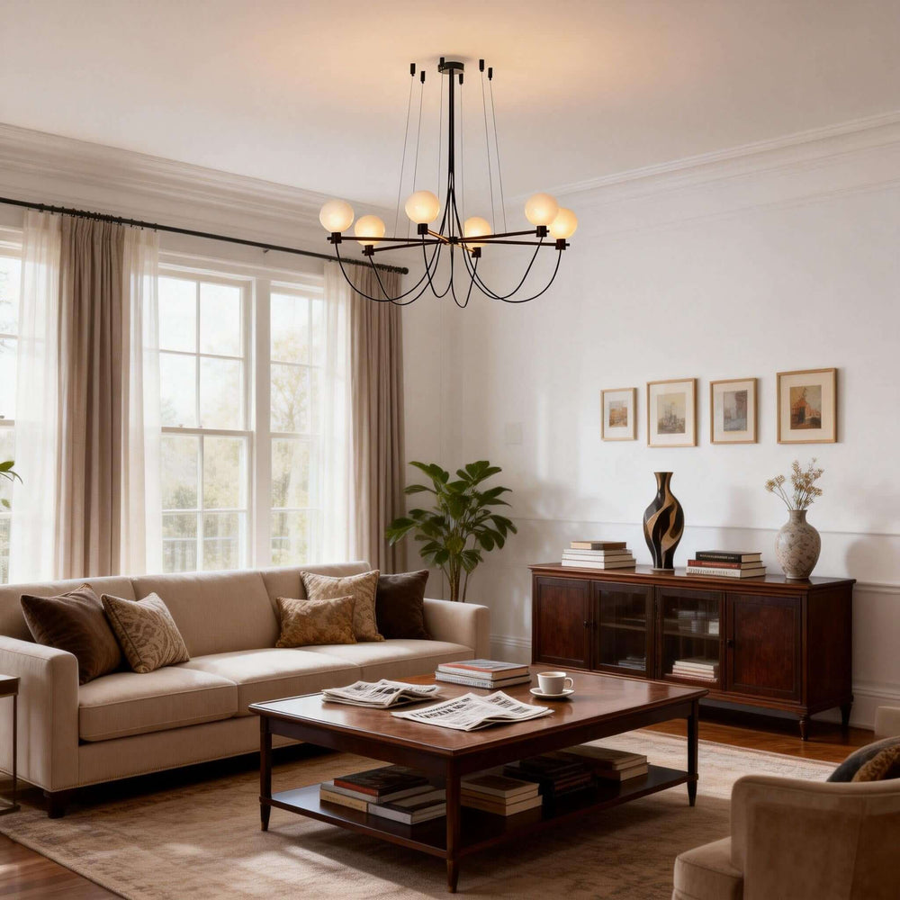 Klyven Chandelier – French Glass Art Deco Dining Room Light