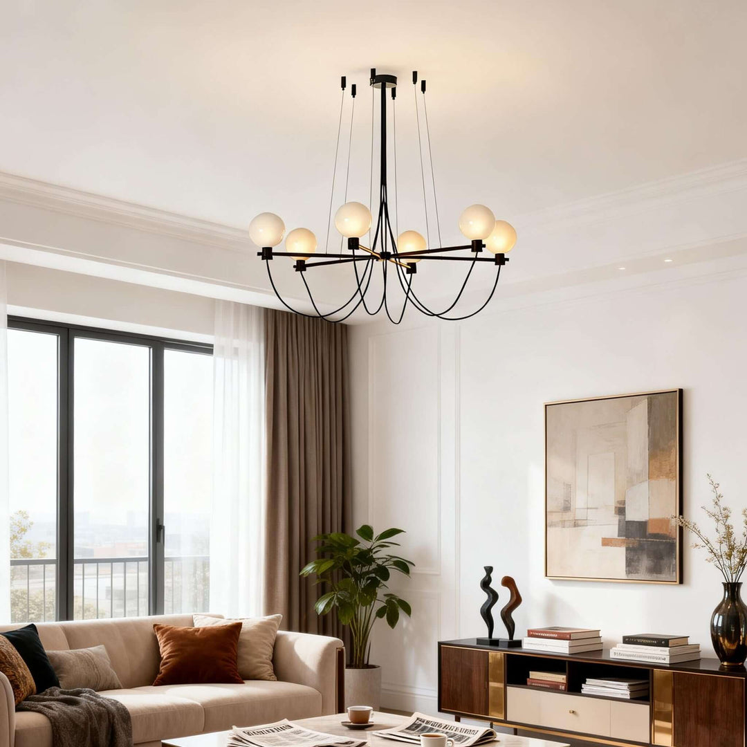 Klyven Chandelier – French Glass Art Deco Dining Room Light