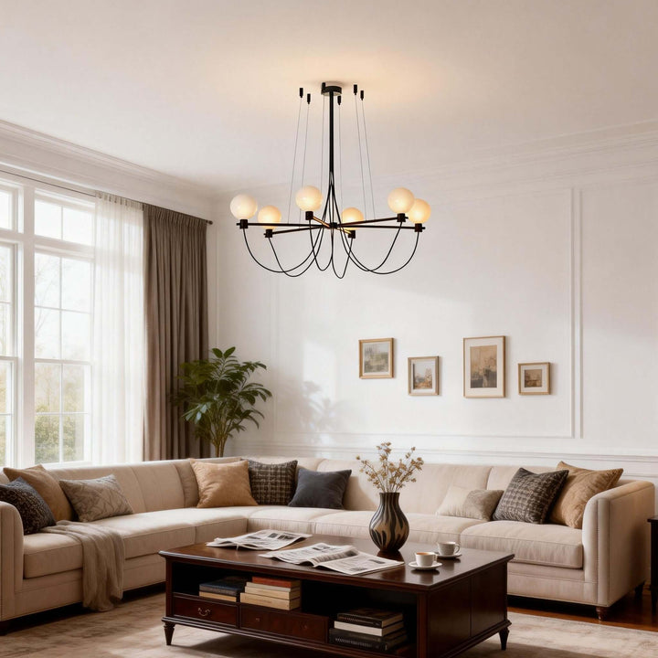 Klyven Chandelier – French Glass Art Deco Dining Room Light