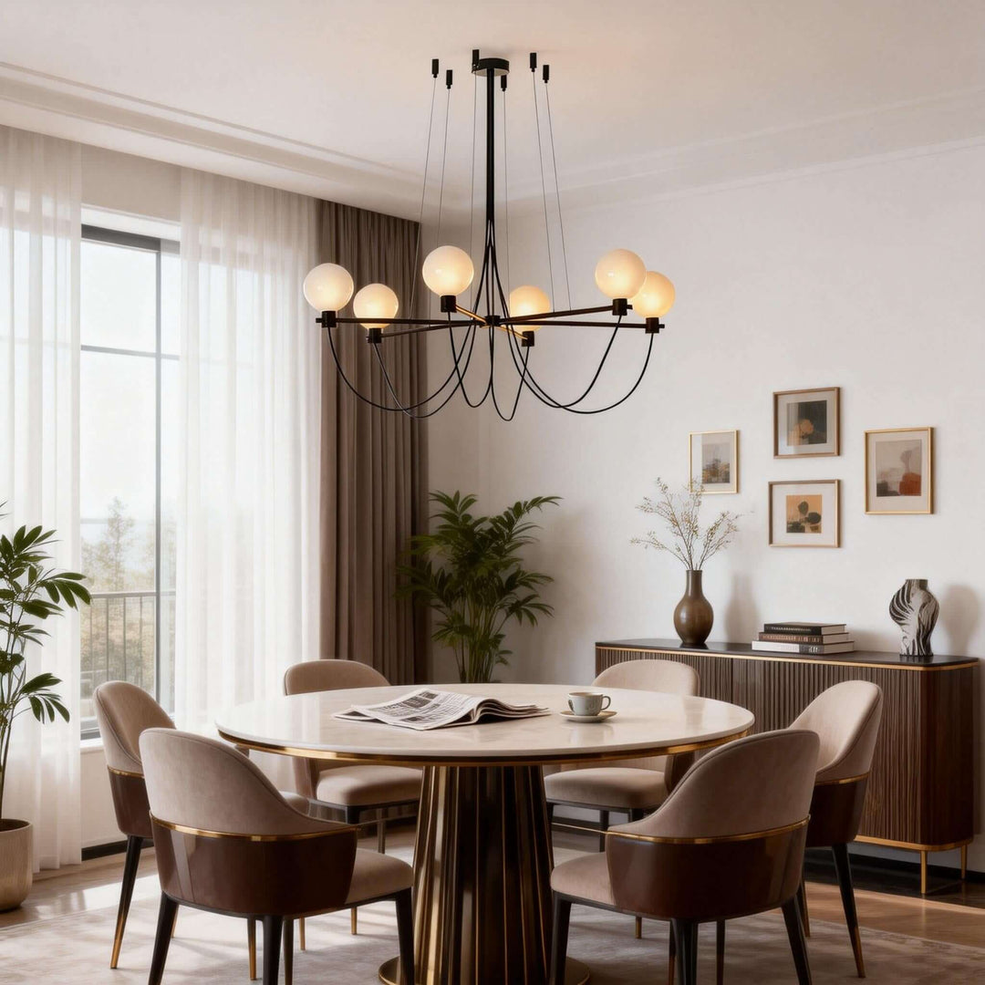 Klyven Chandelier – French Glass Art Deco Dining Room Light