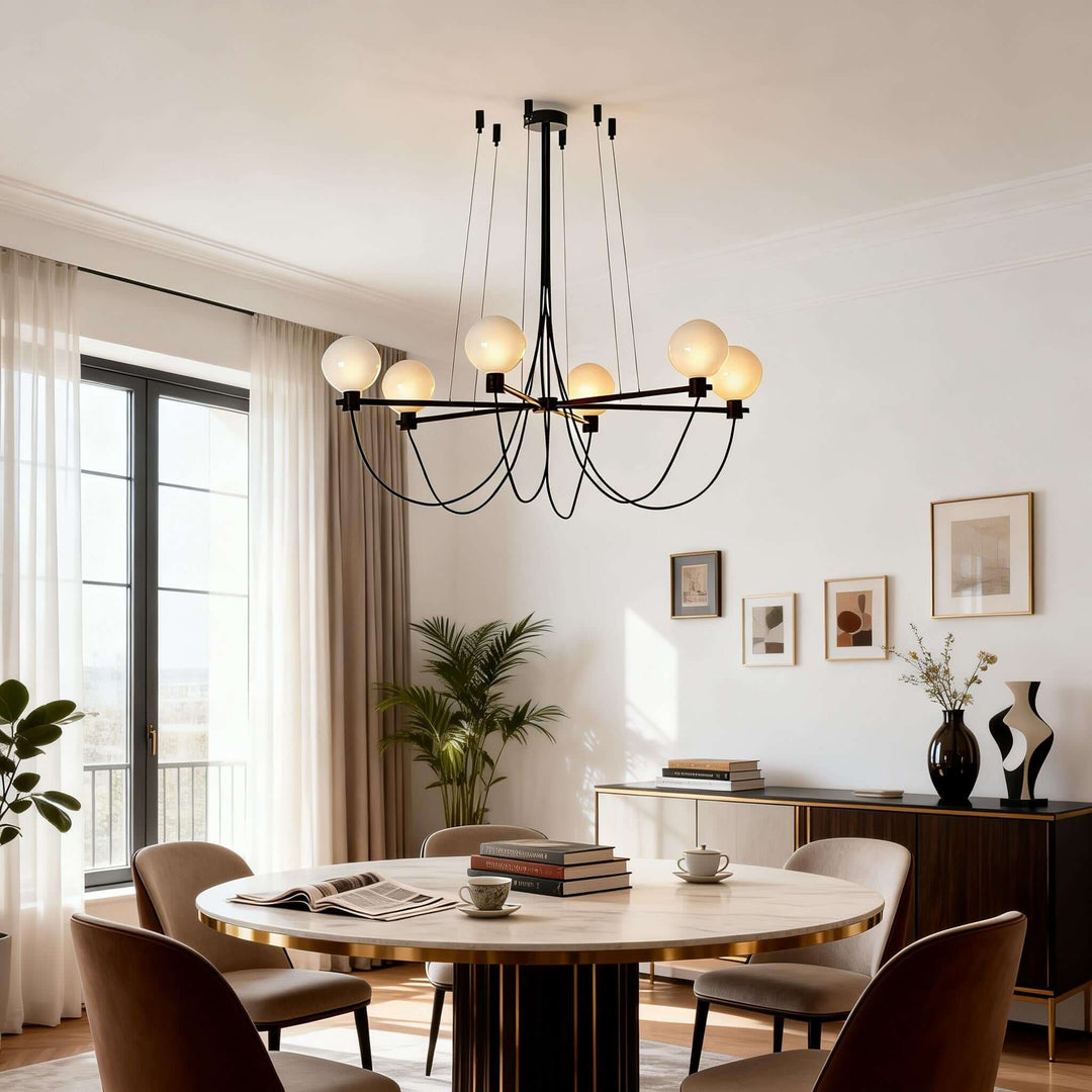 Klyven Chandelier – French Glass Art Deco Dining Room Light