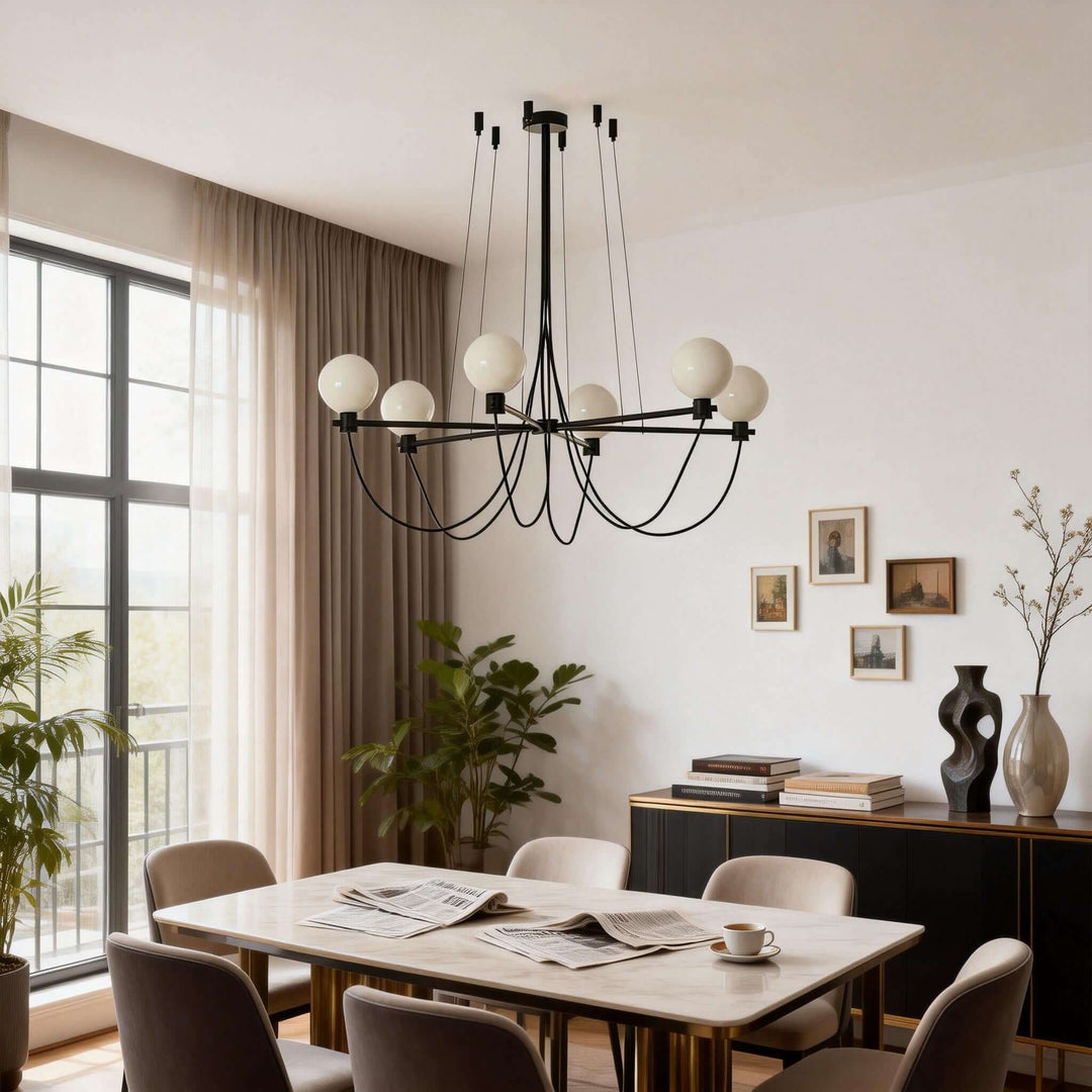 Klyven Chandelier – French Glass Art Deco Dining Room Light