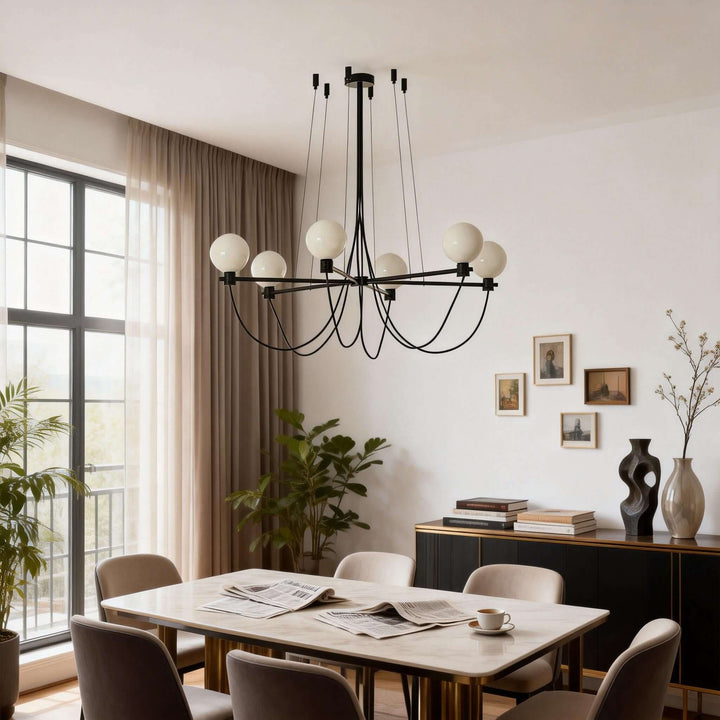 Klyven Chandelier – French Glass Art Deco Dining Room Light