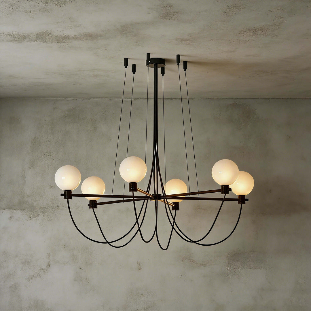 Klyven Chandelier – French Glass Art Deco Dining Room Light