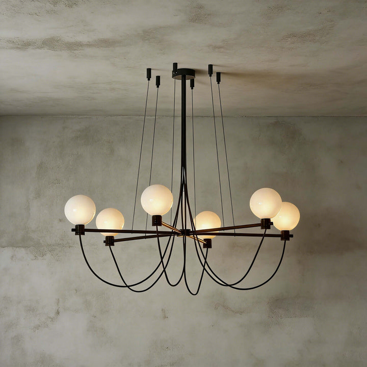 Klyven Chandelier – French Glass Art Deco Dining Room Light