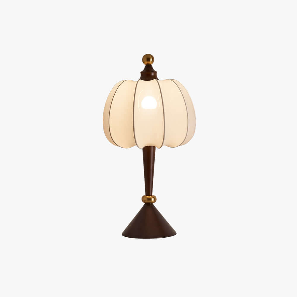 Koravi Table Lamp – French Retro Solid Wood Fabric Desk Lamp