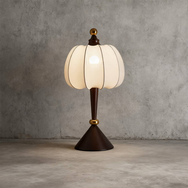 Koravi Table Lamp – French Retro Solid Wood Fabric Desk Lamp
