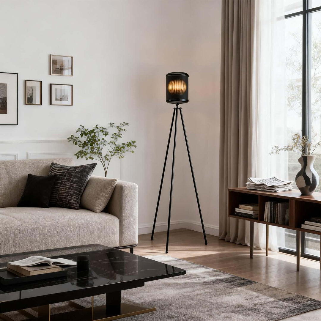 Kumro Floor Lamp – Minimalist Fabric Tripod Floor Lamp