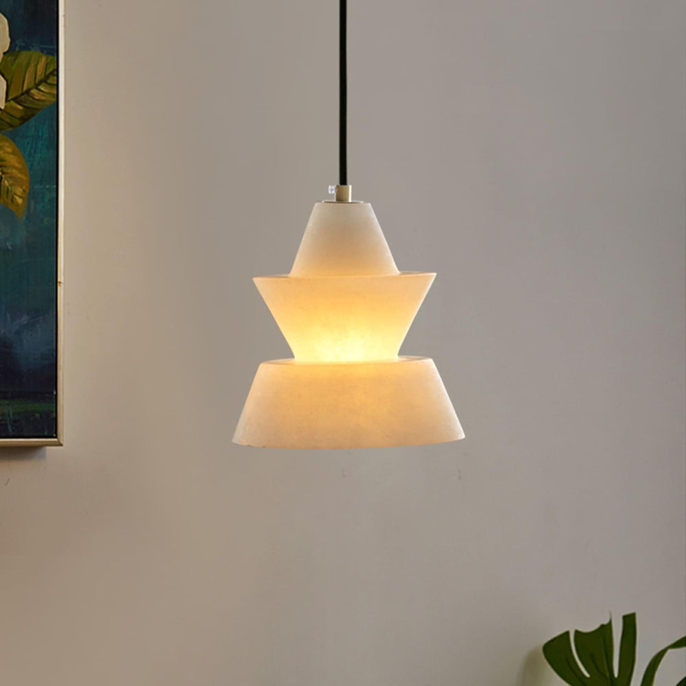 LAB S18 Modern White Alabaster Pendant Light | Elegant Hanging | Vinlighting | Vinlighting