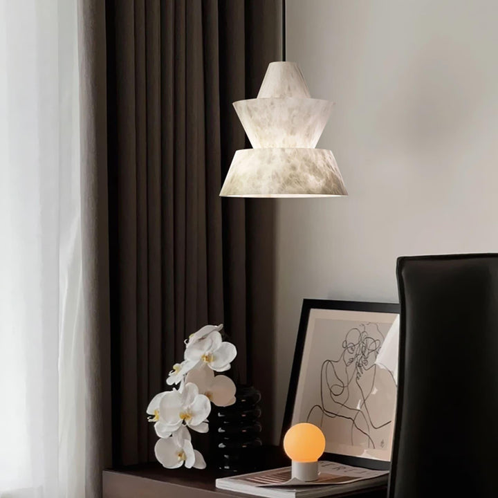 LAB S18 Modern White Alabaster Pendant Light | Elegant Hanging | Vinlighting | Vinlighting