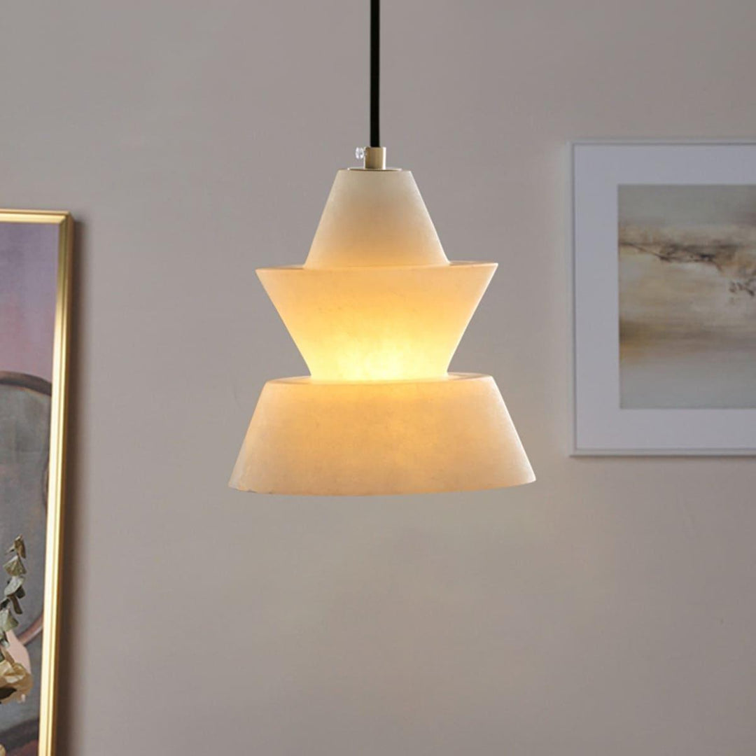 LAB S18 Modern White Alabaster Pendant Light | Elegant Hanging | Vinlighting | Vinlighting