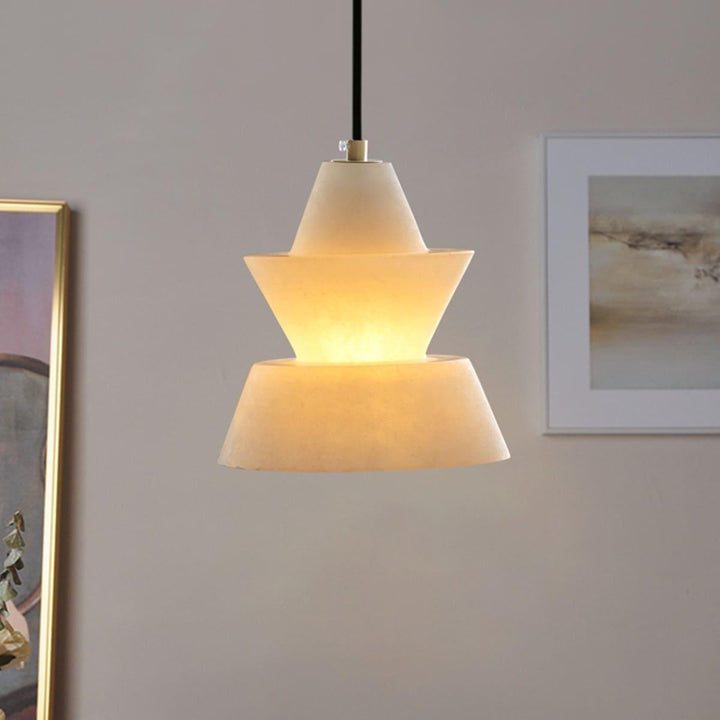 LAB S18 Modern White Alabaster Pendant Light | Elegant Hanging | Vinlighting | Vinlighting