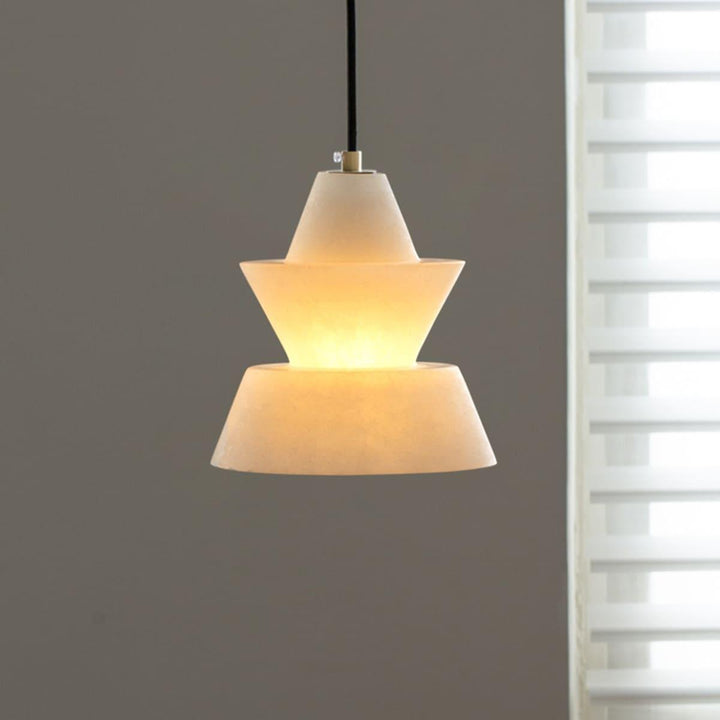 LAB S18 Modern White Alabaster Pendant Light | Elegant Hanging | Vinlighting | Vinlighting