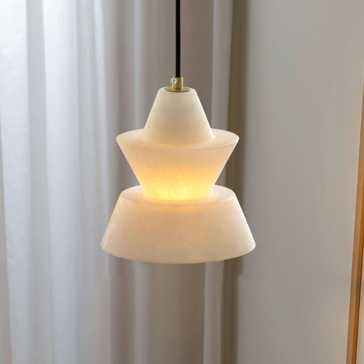 LAB S18 Modern White Alabaster Pendant Light | Elegant Hanging | Vinlighting | Vinlighting