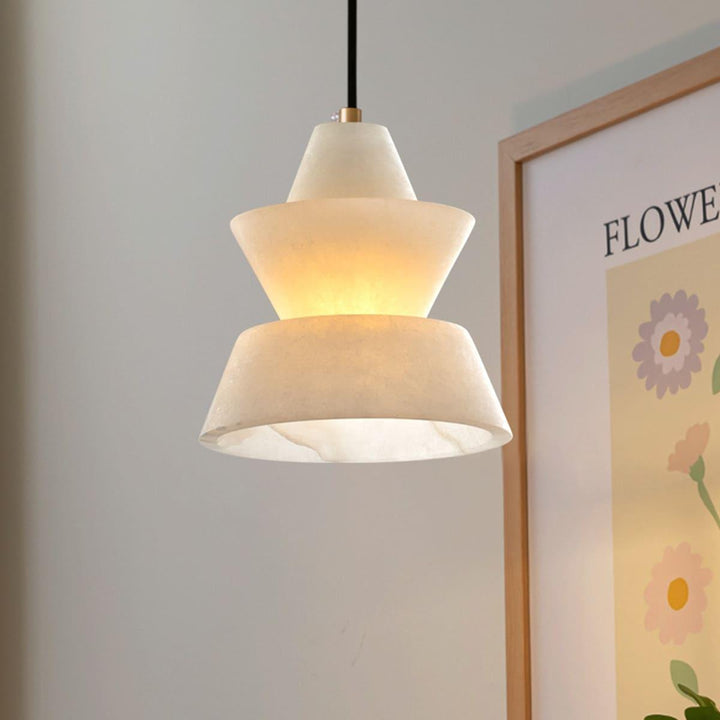 LAB S18 Modern White Alabaster Pendant Light | Elegant Hanging | Vinlighting | Vinlighting