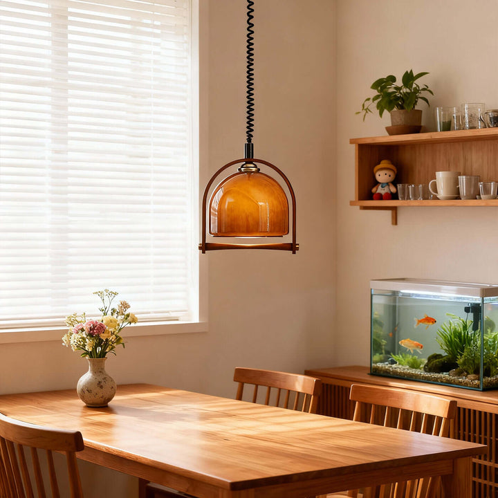 Lanuro Pendant Light – Nordic Retro Glass Retractable Lamp